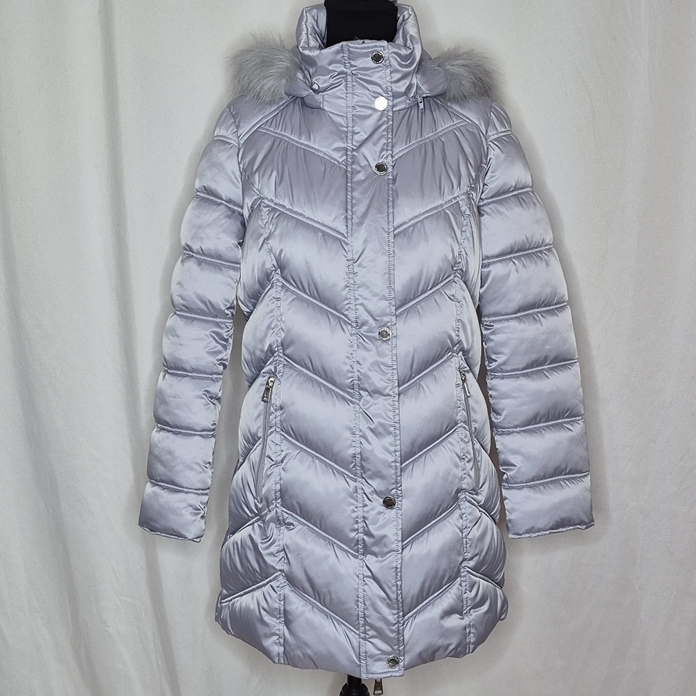 Kenneth Cole Puffer Coat with Faux Fur Hood - Size M